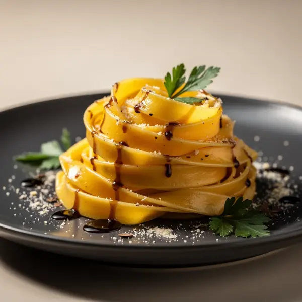 A plated pasta dish, an example of a menu photograph